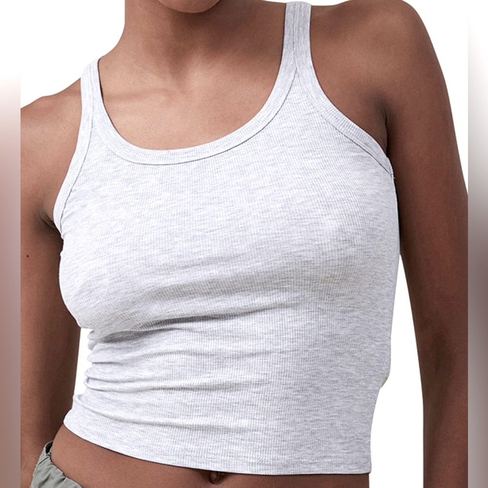 Cotton On Women's Staple Rib Scoop Neck Tank. Color: Gray